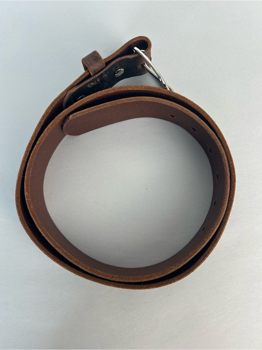 Hank's Belts Men's Brown Leather Belt with Silver Buckle The Crazy Horse SZ 38 - Picture 3 of 12